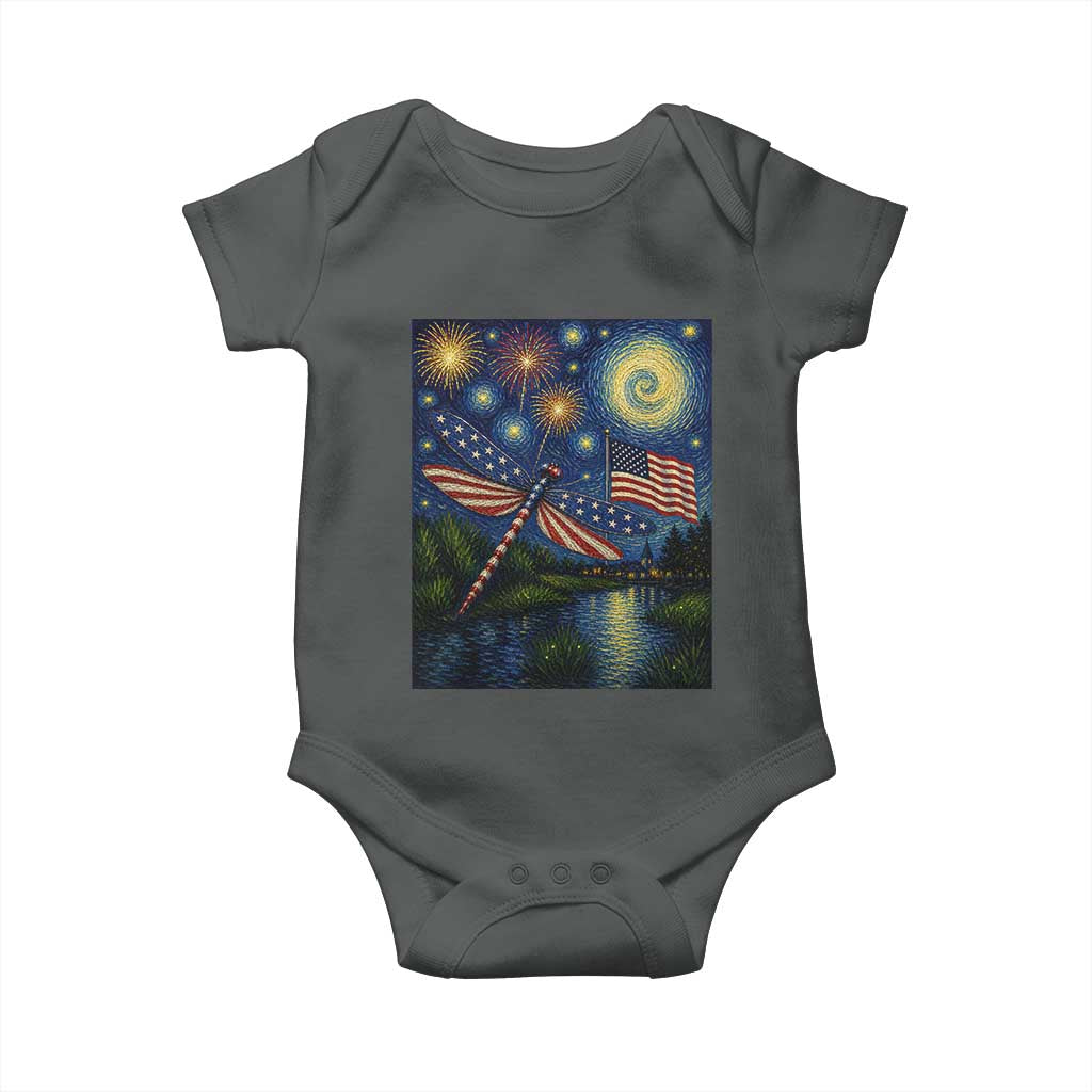 Patriotic Dragonfly Starry Night Swirls Baby Onesie Nature Lovers