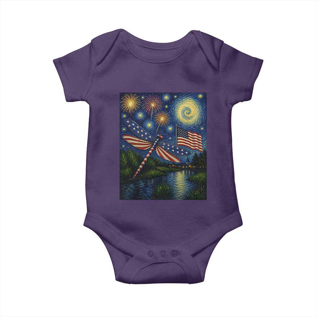Patriotic Dragonfly Starry Night Swirls Baby Onesie Nature Lovers