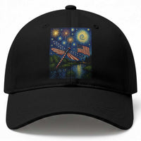 Patriotic Dragonfly Starry Night Swirls Baseball Cap Nature Lovers