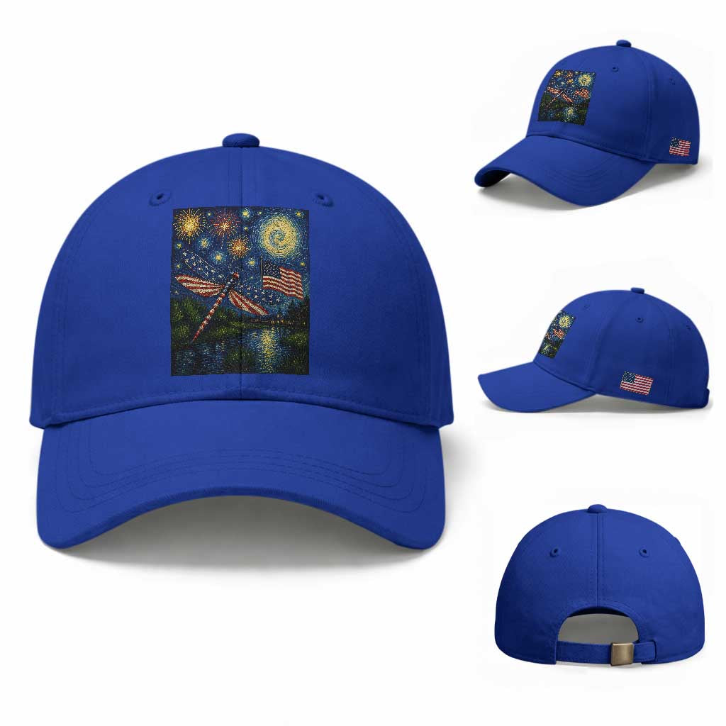 Patriotic Dragonfly Starry Night Swirls Baseball Cap Nature Lovers