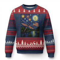 Patriotic Dragonfly Starry Night Swirls Ugly Christmas Sweater Nature Lovers