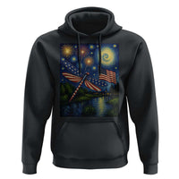Patriotic Dragonfly Starry Night Swirls Hoodie Nature Lovers
