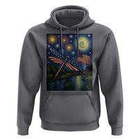 Patriotic Dragonfly Starry Night Swirls Hoodie Nature Lovers