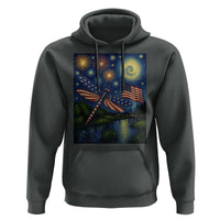Patriotic Dragonfly Starry Night Swirls Hoodie Nature Lovers