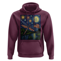 Patriotic Dragonfly Starry Night Swirls Hoodie Nature Lovers