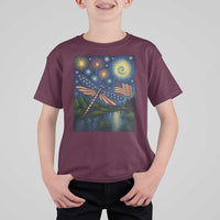 Patriotic Dragonfly Starry Night Swirls T Shirt For Kid Nature Lovers