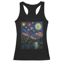 Patriotic Dragonfly Starry Night Swirls Racerback Tank Top Nature Lovers