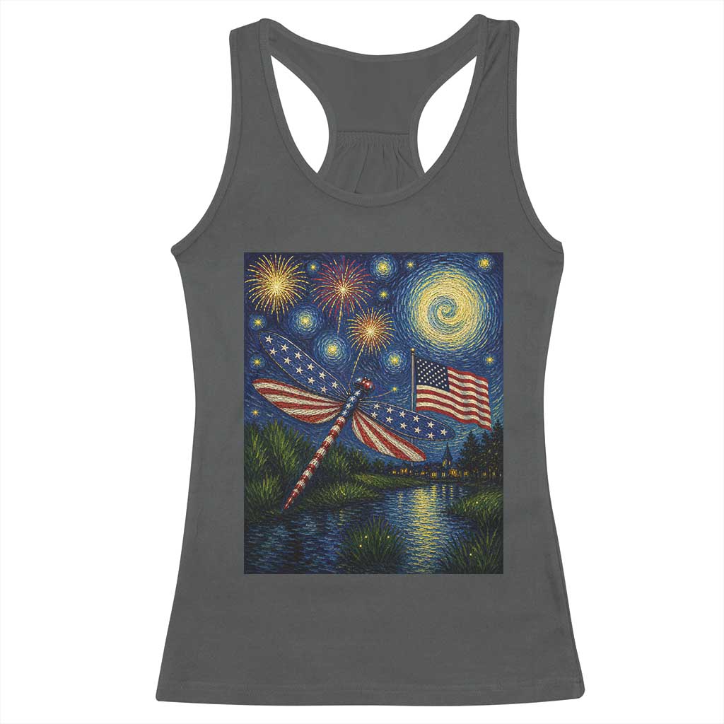 Patriotic Dragonfly Starry Night Swirls Racerback Tank Top Nature Lovers