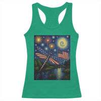 Patriotic Dragonfly Starry Night Swirls Racerback Tank Top Nature Lovers