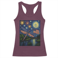 Patriotic Dragonfly Starry Night Swirls Racerback Tank Top Nature Lovers