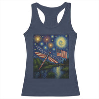 Patriotic Dragonfly Starry Night Swirls Racerback Tank Top Nature Lovers