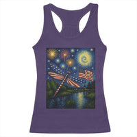 Patriotic Dragonfly Starry Night Swirls Racerback Tank Top Nature Lovers