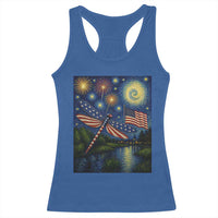 Patriotic Dragonfly Starry Night Swirls Racerback Tank Top Nature Lovers