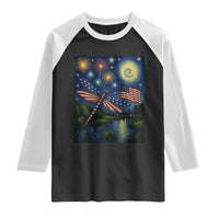 Patriotic Dragonfly Starry Night Swirls Raglan Shirt Nature Lovers