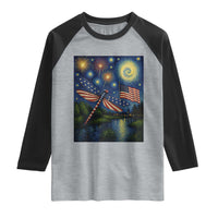Patriotic Dragonfly Starry Night Swirls Raglan Shirt Nature Lovers