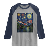 Patriotic Dragonfly Starry Night Swirls Raglan Shirt Nature Lovers