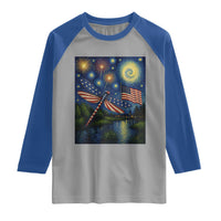 Patriotic Dragonfly Starry Night Swirls Raglan Shirt Nature Lovers