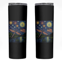 Patriotic Dragonfly Starry Night Swirls Skinny Tumbler Nature Lovers