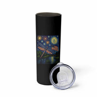 Patriotic Dragonfly Starry Night Swirls Skinny Tumbler Nature Lovers