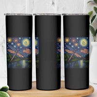 Patriotic Dragonfly Starry Night Swirls Skinny Tumbler Nature Lovers