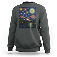 Patriotic Dragonfly Starry Night Swirls Sweatshirt Nature Lovers