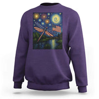 Patriotic Dragonfly Starry Night Swirls Sweatshirt Nature Lovers