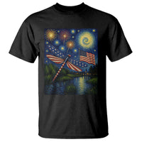 Patriotic Dragonfly Starry Night Swirls T Shirt Nature Lovers