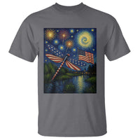 Patriotic Dragonfly Starry Night Swirls T Shirt Nature Lovers
