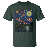 Patriotic Dragonfly Starry Night Swirls T Shirt Nature Lovers