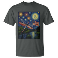 Patriotic Dragonfly Starry Night Swirls T Shirt Nature Lovers