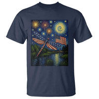 Patriotic Dragonfly Starry Night Swirls T Shirt Nature Lovers