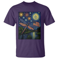 Patriotic Dragonfly Starry Night Swirls T Shirt Nature Lovers