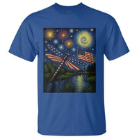 Patriotic Dragonfly Starry Night Swirls T Shirt Nature Lovers