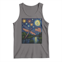 Patriotic Dragonfly Starry Night Swirls Tank Top Nature Lovers