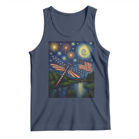 Patriotic Dragonfly Starry Night Swirls Tank Top Nature Lovers