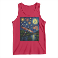 Patriotic Dragonfly Starry Night Swirls Tank Top Nature Lovers