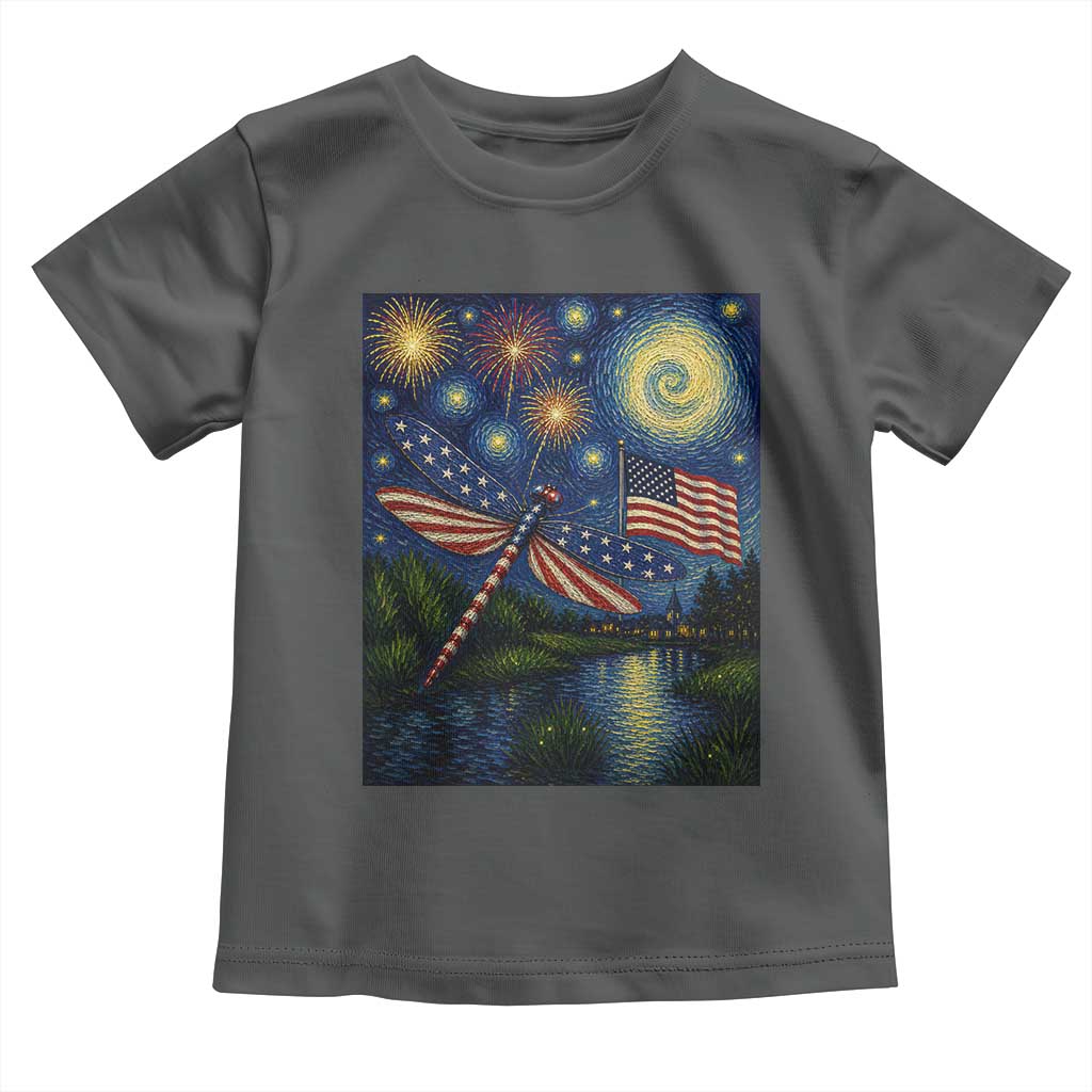 Patriotic Dragonfly Starry Night Swirls Toddler T Shirt Nature Lovers