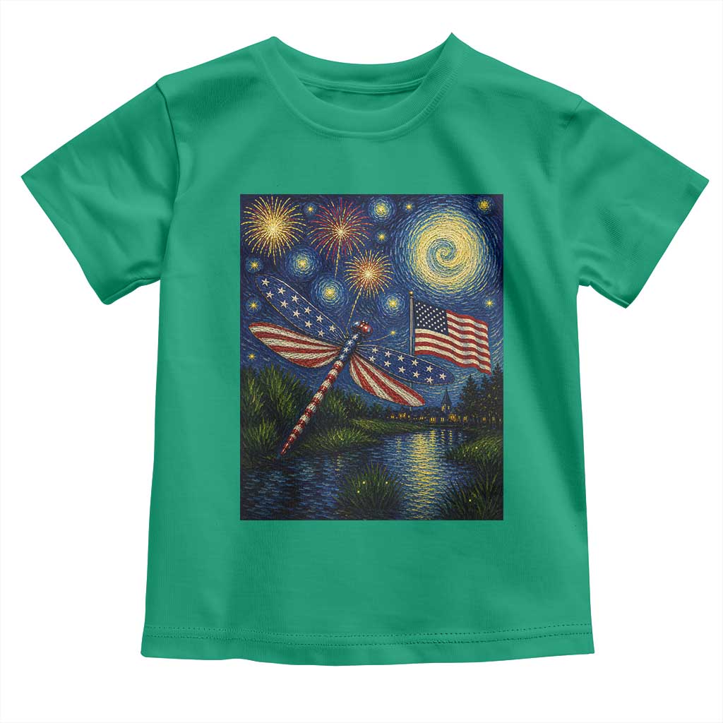 Patriotic Dragonfly Starry Night Swirls Toddler T Shirt Nature Lovers
