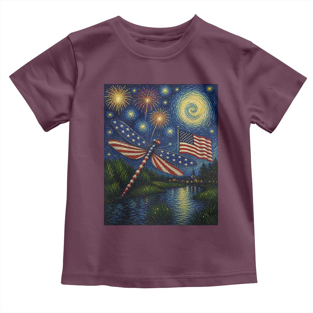 Patriotic Dragonfly Starry Night Swirls Toddler T Shirt Nature Lovers