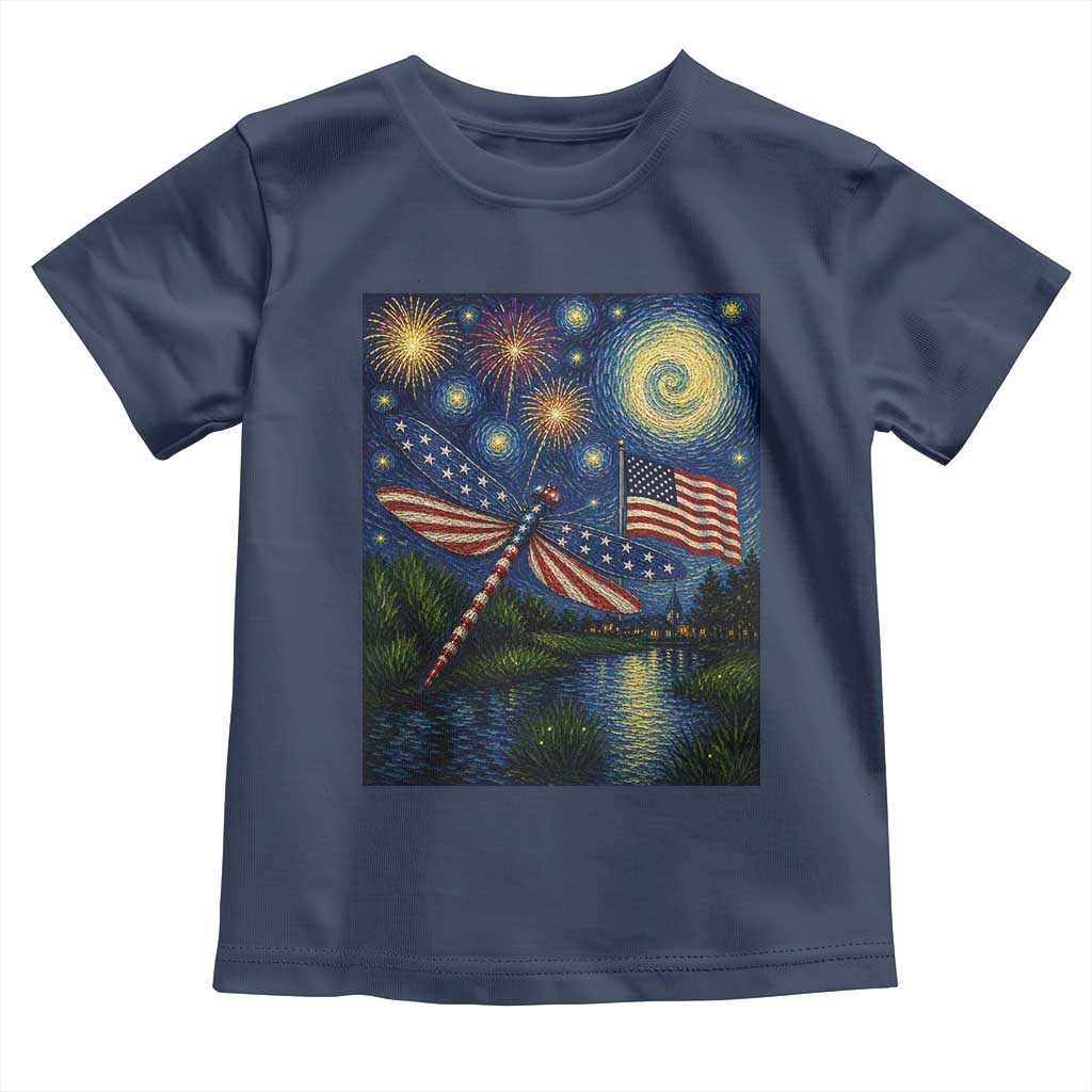 Patriotic Dragonfly Starry Night Swirls Toddler T Shirt Nature Lovers