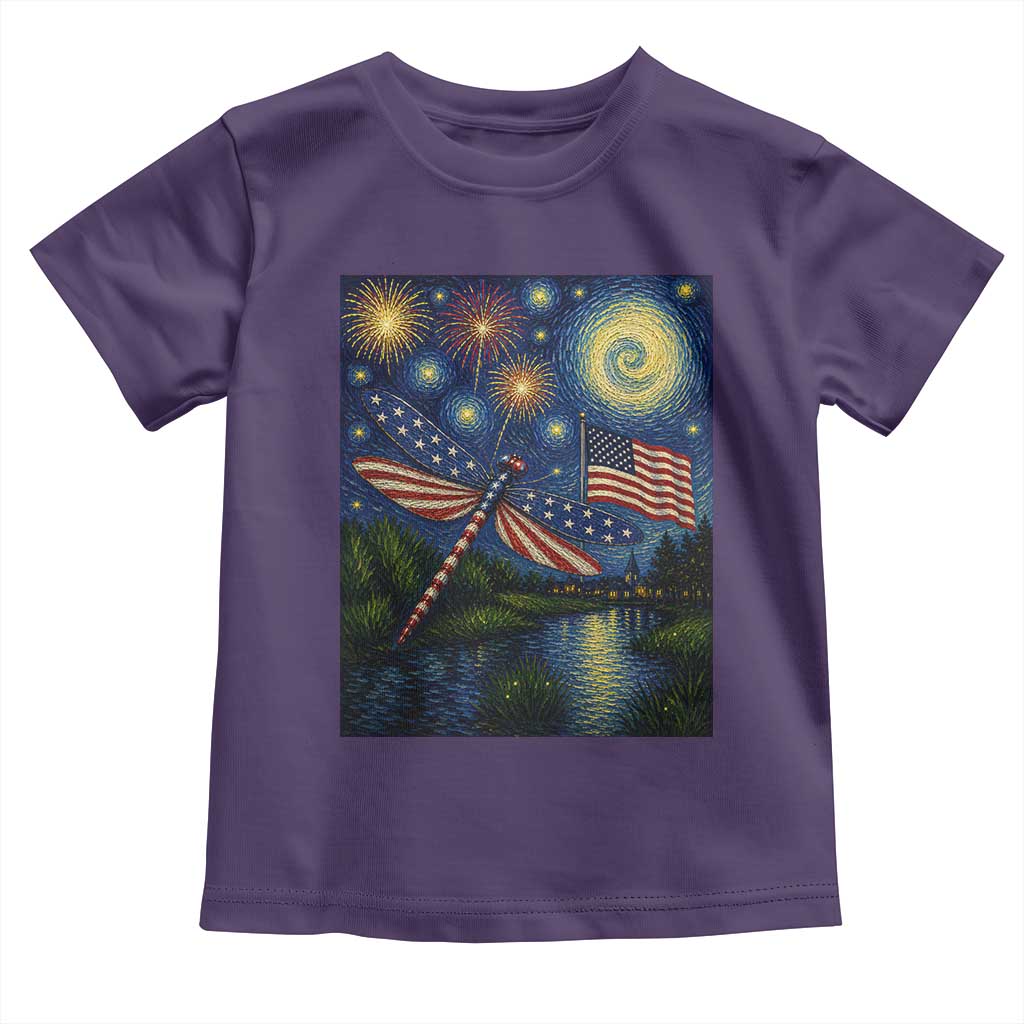 Patriotic Dragonfly Starry Night Swirls Toddler T Shirt Nature Lovers