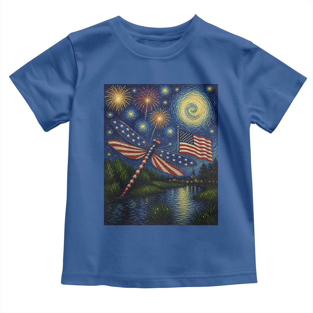 Patriotic Dragonfly Starry Night Swirls Toddler T Shirt Nature Lovers