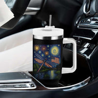 Patriotic Dragonfly Starry Night Swirls Tumbler With Handle Nature Lovers