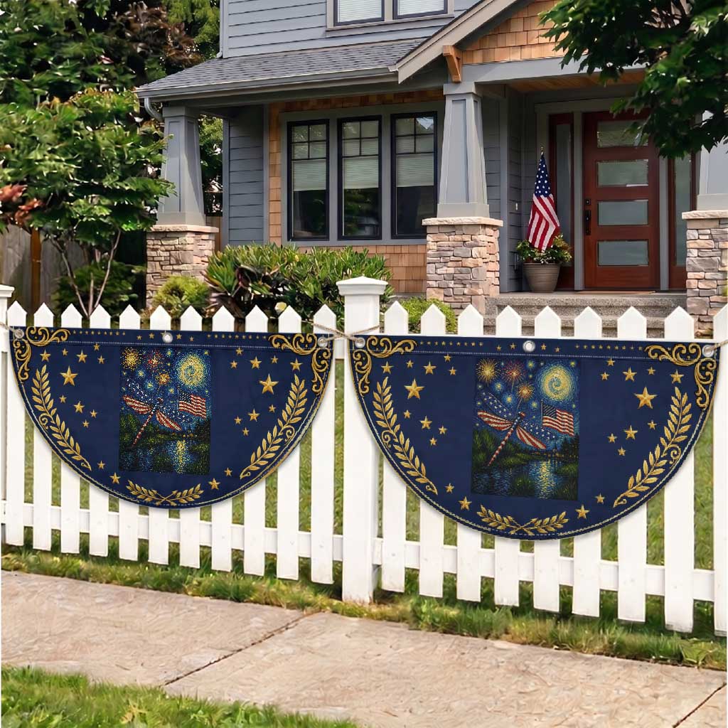 Red White And Blue Dragonfly Starry Night Swirls Patriotic Fan Flag Nature Lovers