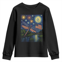 Patriotic Dragonfly Starry Night Swirls Youth Sweatshirt Nature Lovers