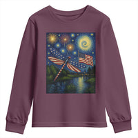 Patriotic Dragonfly Starry Night Swirls Youth Sweatshirt Nature Lovers