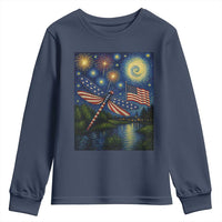 Patriotic Dragonfly Starry Night Swirls Youth Sweatshirt Nature Lovers