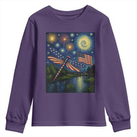 Patriotic Dragonfly Starry Night Swirls Youth Sweatshirt Nature Lovers