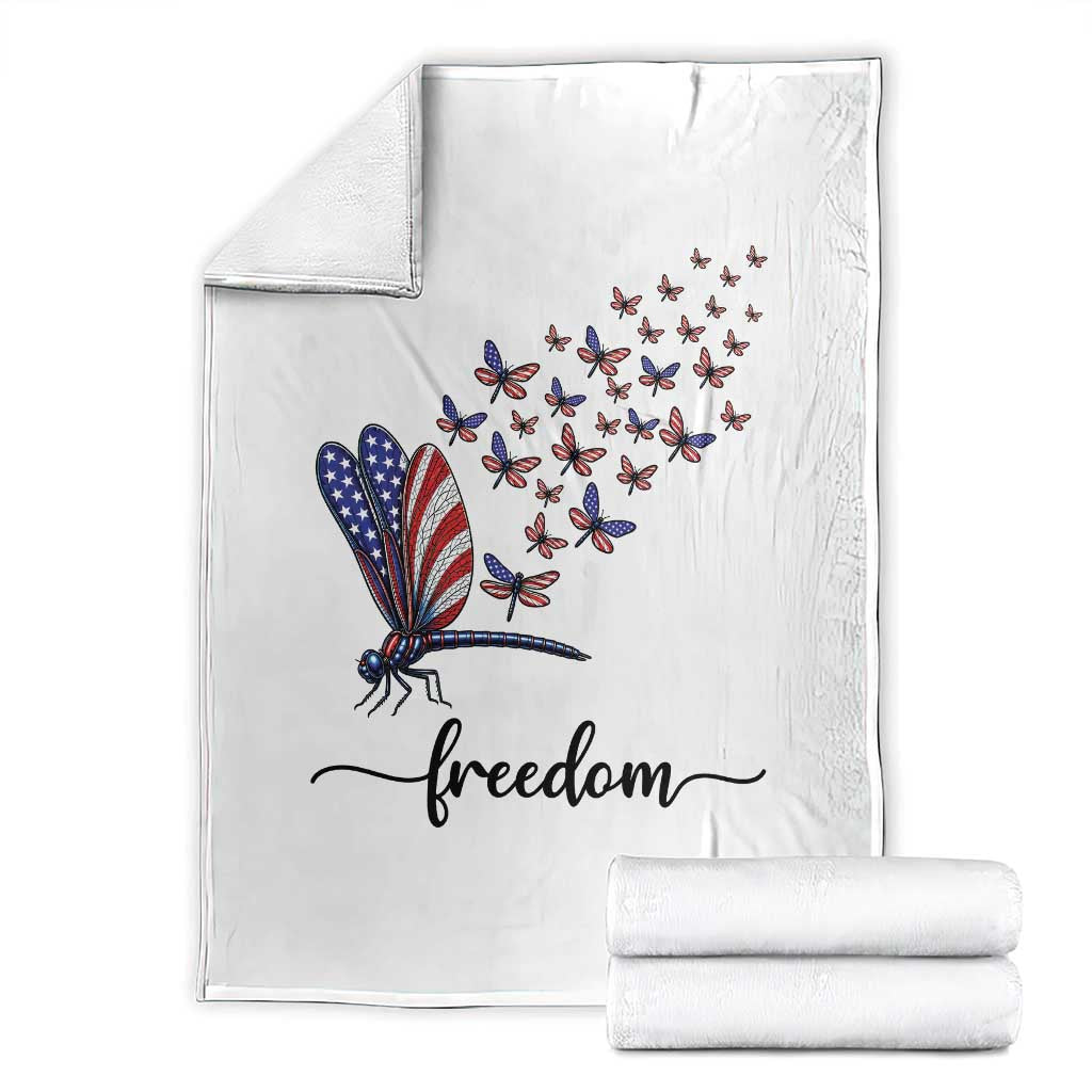 Freedom Dragonfly American Flag 4th Of July Throw Blanket Patriotic Nature Lover Graphic