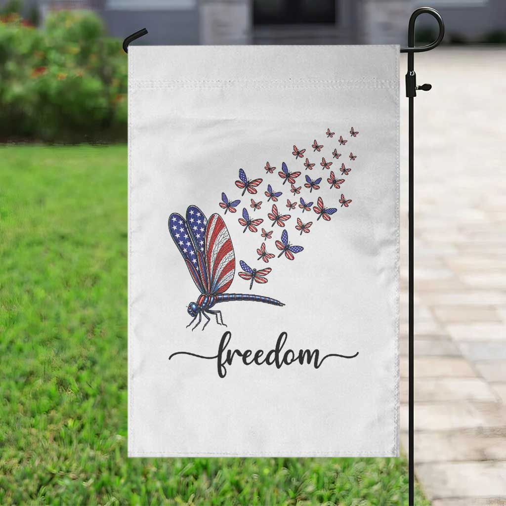 Freedom Dragonfly American Flag 4th Of July Garden Flag Patriotic Nature Lover Graphic